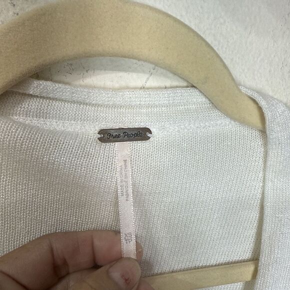 (R4) Free People Days Like This Cardigan Oversized Linen Blend White XS - Picture 13 of 13